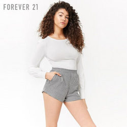 forever21 2000267371 棉质纯色圆领灯笼长袖上衣女 奶油色 S