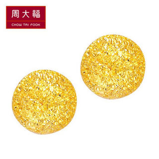 CHOW TAI FO2.2OK 周大福 F434 48 经典球形水滴黄金耳钉 (2.2g、金色)