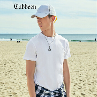 CABBEEN 卡宾 男上衣潮个性B纯色圆领短袖T恤 3182132586 漂白 50/175/L