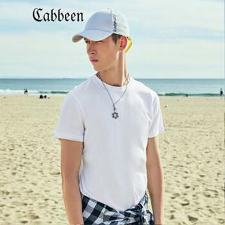 CABBEEN 卡宾 男上衣潮个性B 纯色圆领短袖T恤 3182132586 漂白 48/170/M