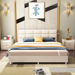 佐丽雅 床 软床 皮床双人床卧室家具现代家具 床+2柜+5公分护脊椰棕床垫 1800*2000框架床
