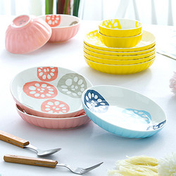 碗碟套装家用日式陶瓷碗餐具北欧饭碗盘景德镇釉下彩家用骨瓷面碗