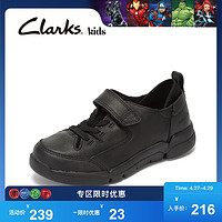 Clarks其乐童鞋男童鞋黑皮鞋三瓣底小黑鞋春秋单鞋Tri Buddy Inf