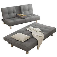 DC Life折叠沙发床单人床双人午休床折叠床实木框架北欧风情布艺沙发 (浅灰色 175cm 带茶几款)