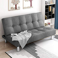 折叠沙发床办公室单人床双人1.2米午休床折叠床实木框架家用北欧风情布艺沙发 (浅灰色 165cm)