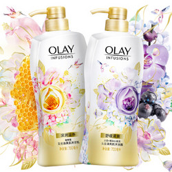 OLAY 玉兰油 0皂基花漾瓶沐浴套装（蜂蜜700ml+兰花黑加仑700ml） *3件