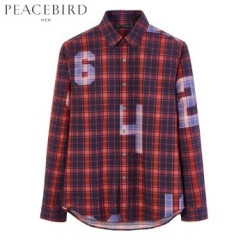 太平鸟 PEACEBIRD 太平鸟 男士格纹长袖衬衫