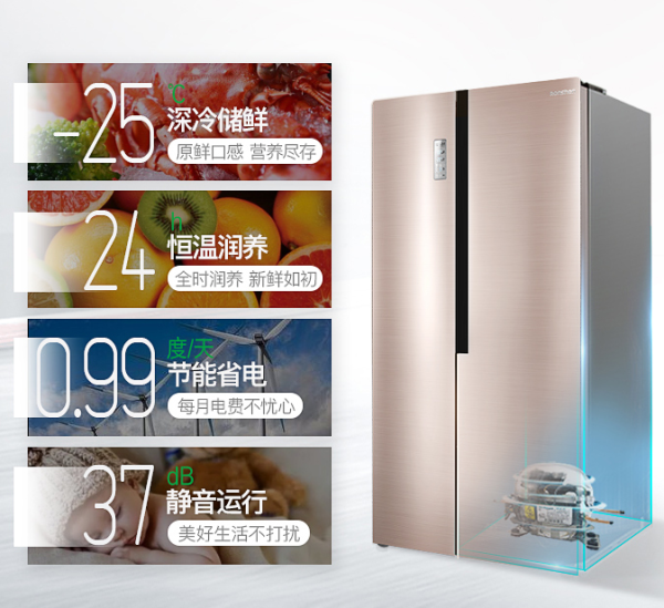 小编精选、历史低价:Ronshen 容声 艾弗尔 BCD-650WD12HPA 对开门冰箱 650L