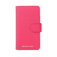 MICHAEL KORS 迈克·科尔斯 MK玫红色牛皮十字压纹女士手机壳 32S7GE7L4L ULTRA PINK