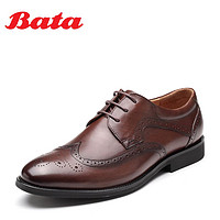 Bata/拔佳2019春新款牛皮系带英伦休闲单鞋男士商务皮鞋TSY32AM9