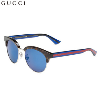 GUCCI 古驰 eyewear 太阳镜男 时尚撞色半框休闲墨镜 亚洲版 GG0058SK-004 哈瓦那镜框蓝色镜片 55mm