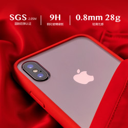 cike小红壳轻薄防摔 苹果iPhonex手机xs保护壳全包边透明玻璃硅胶