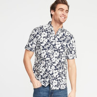 OLD NAVY 392376 男装弹力修身印花短袖衬衫