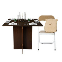 慧乐家 餐桌椅组合套装 折叠桌 椅子 多功能桌椅 胡桃木色 咖啡色 FNAN-11139-1