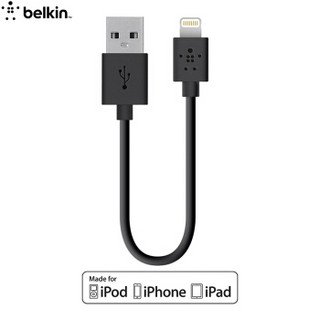 贝尔金（BELKIN）苹果MFI认证 Lightning接口充电线 适用于iPhoneXs Max/XR/X/8/7/iPad Pro 黑色 15厘米