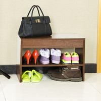 慧乐家 鞋柜 泊雅特时尚翻盖换鞋凳 多功能鞋架 胡桃木色 11079-1