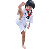 竞派 儿童夏季跆拳道服纯棉短袖短裤套装男女童跆拳道衣服全棉半袖道服