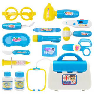 爸爸妈妈（babamama）医生玩具15件套装 过家家儿童 带光电医药箱 B1001蓝色