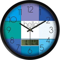 摩门(momen)挂钟 创意LCD多功能钟时尚客厅现代时钟个性卧室壁钟挂表石英钟LCD17