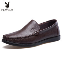 PLAYBOY 花花公子 男士皮鞋车缝线套脚平跟商务休闲鞋圆头6AW509052D02