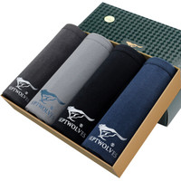 七匹狼男士内裤 男款莱卡棉透气运动中腰平角内裤四条多色3315-4 L