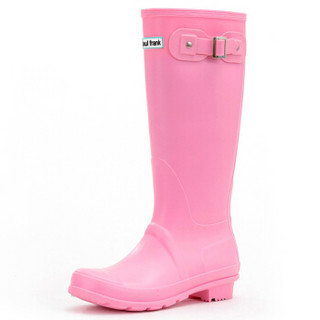 PaulFrank 大嘴猴雨鞋高筒时尚纯色雨靴防水胶鞋套鞋 PF1015 粉色 36码