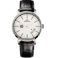 MARVIN 摩纹 瑞士原装进口手表原点系列白盘黑色皮带日历窗显示魅力男士石英手表M025.13.21.74
