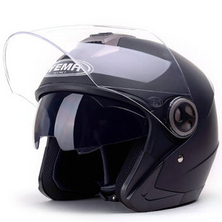 野马（YEMA）623摩托车头盔男女士夏季机车安全帽双镜片电动车半盔 四季 均码 亚黑
