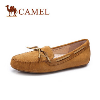 CAMEL 骆驼 舒适休闲系列 女鞋 时尚舒适纯色平底豆豆鞋 A71881613 杏色 36