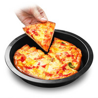 CHEFMADE 学厨 8寸深款披萨盘 烤盘模具 黑色圆形家用pizza盘 直径23cm*高3.1cm 不粘涂层 烤箱烘焙模具 WK9701S