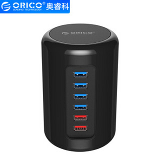 奥睿科(ORICO)USB3.0分线器HUB充电器笔记本台式机多口扩展延长线集线器4口扩展2口充电 黑色RH4CS