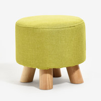 JIAYI 家逸 凳子 四脚实木小圆凳 布艺矮凳 换鞋凳 沙发凳 绿色