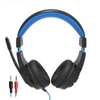 灵蛇 头戴式游戏耳机带麦克风 头戴式电脑耳机带话筒 H111黑蓝色 绝地逃生吃鸡耳机