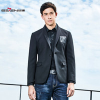 柒牌男装SEVEN 西服男 中青年潮流时尚图腾单件西服外套 113C18060 黑色 9 A52