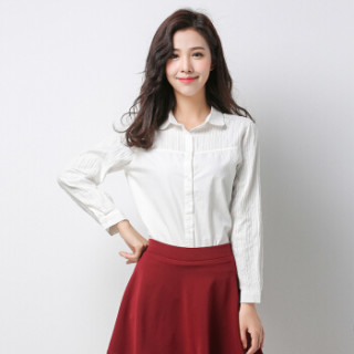 南极人nanjiren衬衫女宽松百搭长袖衬衫女韩版圆领白色s
