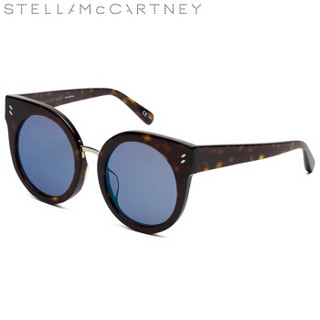 丝黛拉麦卡妮Stella McCartney eyewear 女太阳镜 亚洲版圆框墨镜 SC0036SA-003 哈瓦那全框蓝色镜片 52mm