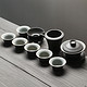 苏氏陶瓷  粗陶黑炭沙功夫茶杯子茶具套装 带礼盒（三才盖碗）