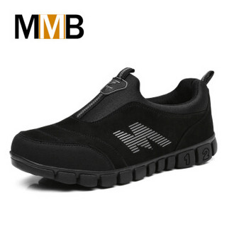 MMB 老人套脚软底健步中老年户外防滑爸爸妈妈鞋运动休闲男女款 M28 黑色/男款 39