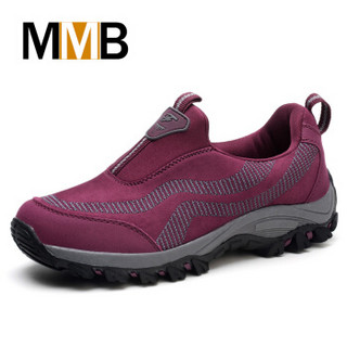 MMB 防滑软底老人健步户外运动中老年安全健康舒适爸爸妈妈男女鞋 M27 酒红/女款 40