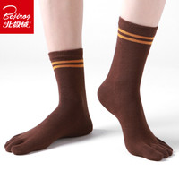 北极绒 条纹休闲五指袜秋冬时尚款 中筒棉质男士中筒袜子男袜5双装 均码