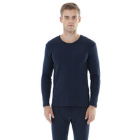 Hodohome 红豆居家 男士秋衣秋裤红豆绒圆领色纺磨毛保暖内衣套装 7255/256 深蓝 170/95