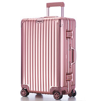 Travelhouse 全铝镁合金箱万向飞机轮男女旅行拉杆箱登机箱T1879 玫瑰金 24英寸