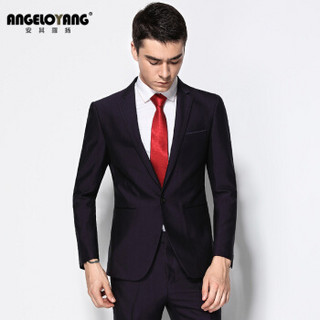 安其罗扬（ANGELOYANG）西服套装男 韩版商务休闲职业装修身男士西装套装  6722 紫色 XL/180A
