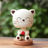 陌龙 亲亲猫创意车内摇头弹簧摆件装饰品卡通车饰车载车上用品玫瑰猫
