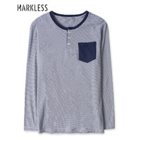 Markless长袖T恤男 修身运动圆领青年潮流体恤上衣TXA7625M 条纹 180/XL