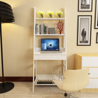 HMJIA 电脑桌 一体式书桌书架白色