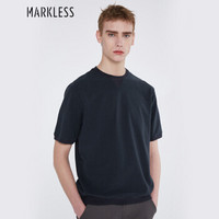 Markless 卫衣男简约青年纯色圆领套头短袖T恤WYA8451M藏青色170/88（M）