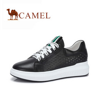 CAMEL 骆驼 女鞋 时尚个性字母系带休闲小白鞋 A815046133 黑色 38