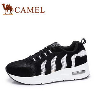CAMEL 骆驼 女鞋 轻盈厚底色彩拼接活力运动鞋 A81384607 黑/白 39
