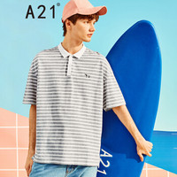 A21 男装条纹刺绣简约POLO衫男 4821332012 浅花灰 180/92A/XL